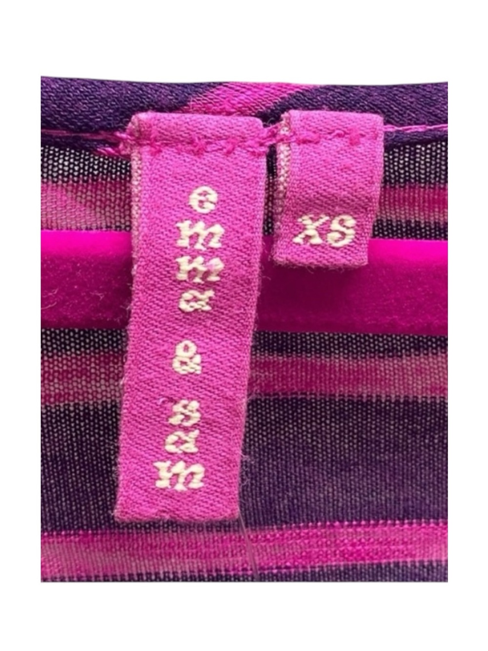 new LF Emma & Sam ᯾ Oversized Stripe Hi Lo Handkerchief Hem Tee ᯾ T Shirt Top XS - Picture 5 of 16